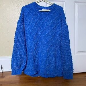 Blue Chenille Oversized Sweater